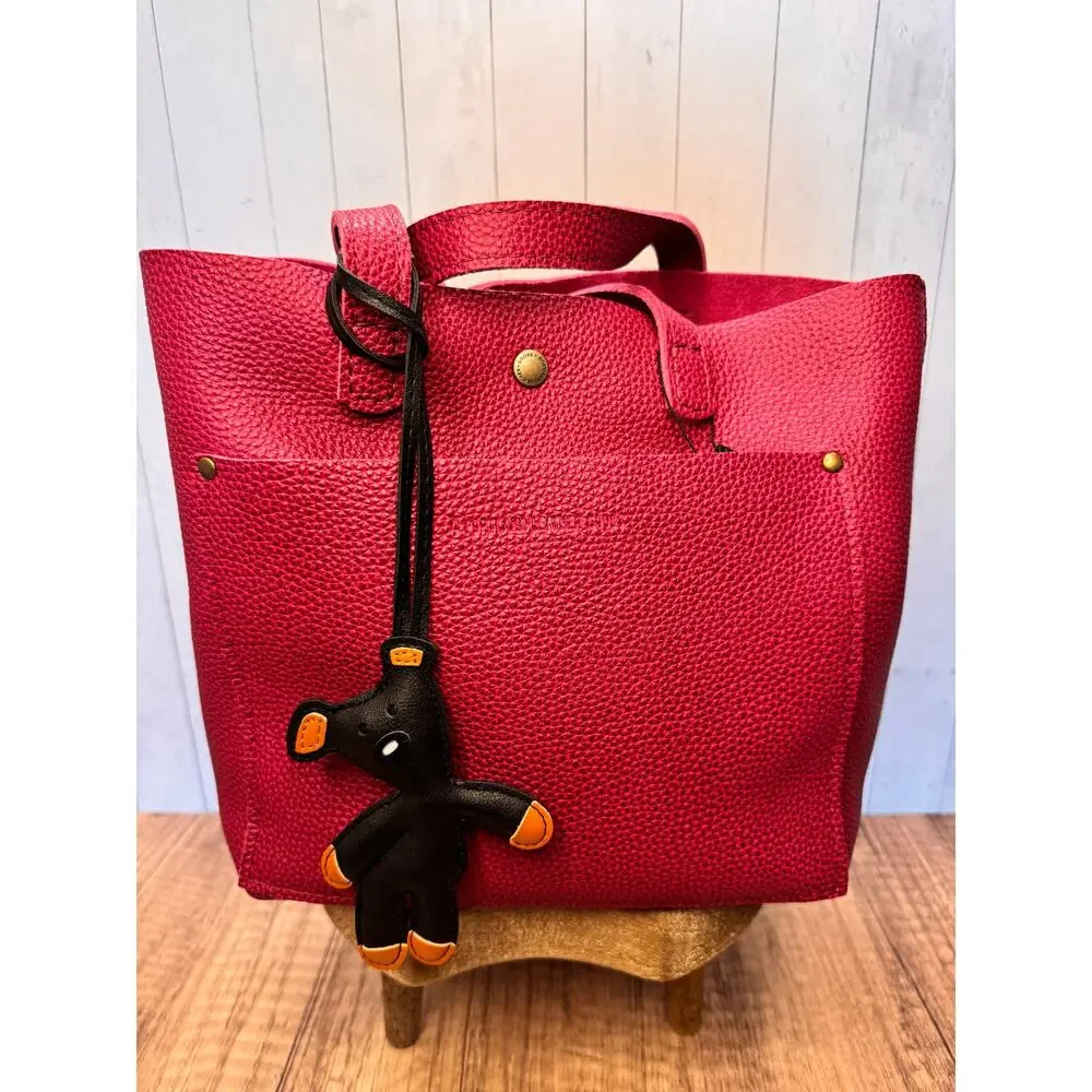 Teddy Bear Bag Charm Vegan Leather Cute Black Bear Purse Charm NeW!